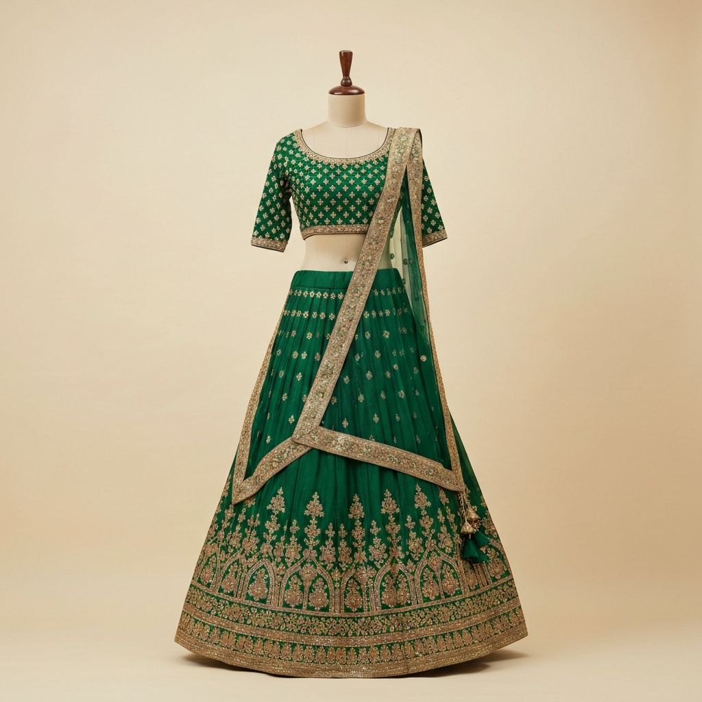 Punjabi Lehenga - Kadai Machine Work