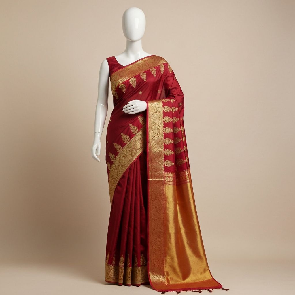 Saree with Intricate Kadai Work
